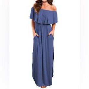 Verabendi Elegant Purple Off-Shoulder Maxi Dress